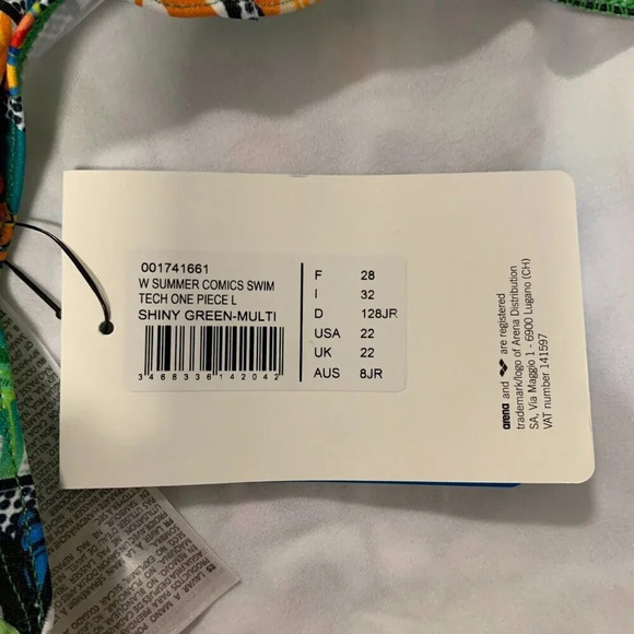 Arena Women's Summer Comic Swim Tech On Piece Swimsuit Size 22 NWT - Picture 8 of 16